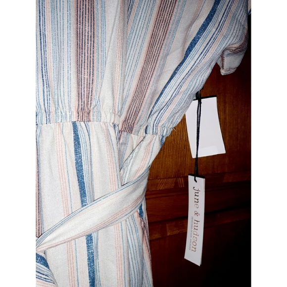 June & Hudson | Short Sleeve Stripe Print Jumpsuit - Picture 6 of 10